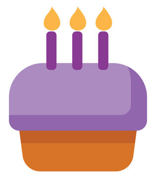 Purple Birthday Cake, Illustration, Vector On A White Background