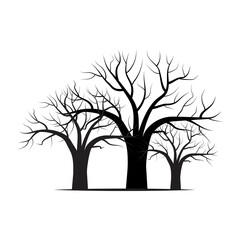 Three black trees. Graphic element vector. Nature illustration. Stock image. EPS 10.