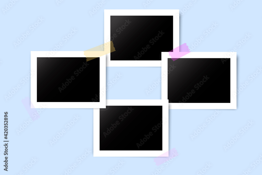 Aufkleber realistic photo frames on tape. vector template. scrapbook design. realistic vector. vector image. s