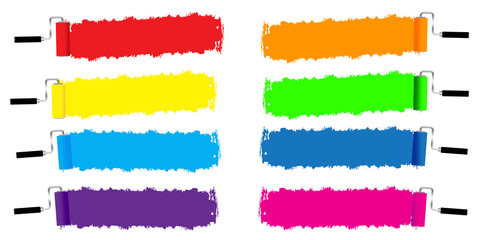 rollers paint stripes on colorful stripes. Brush stroke vector illustration. Stock image. EPS 10.