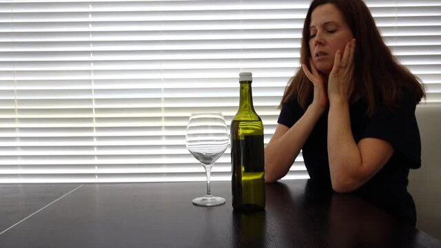 Alcoholic addict woman try to quit drinking habits