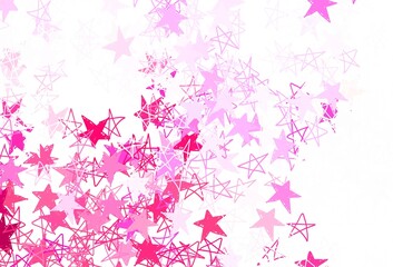 Light Pink vector pattern with christmas stars.