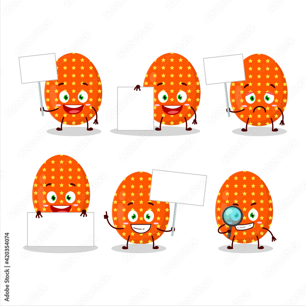 Canvas Prints Deep orange easter egg cartoon character bring information board