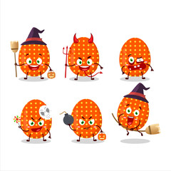 Halloween expression emoticons with cartoon character of deep orange easter egg