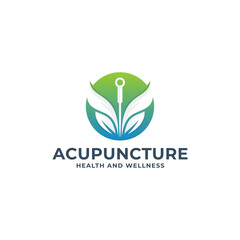 Acupuncture logo design template. Health and wellness icon logotype vector