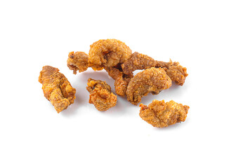 Crispy Fried Chicken Skins isolated on white background