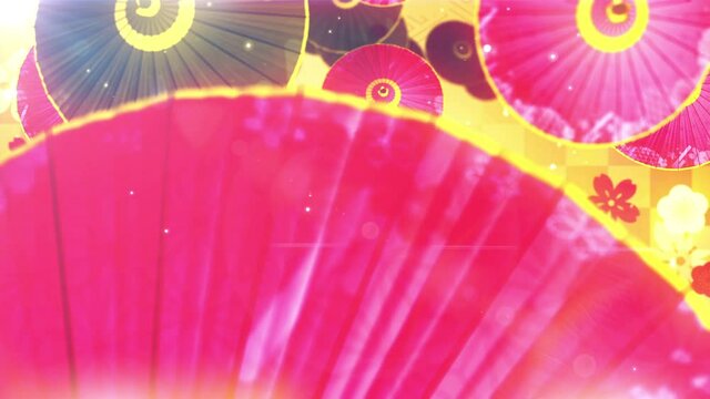 Japanese Chinese umbrella parasol  particle loop animation