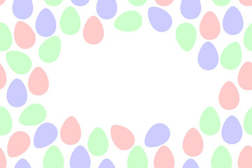 Seamless easter frame, border with ornamental eggs. Vector pastel multicolor holiday decoration, backdrop. For greeting cards, packaging, web