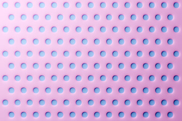 3d illustration of rows of  blue round, under a pink  color .  Shape pattern. Technology geometry  background