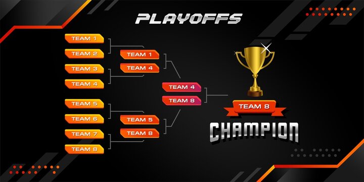 modern sport game tournament championship contest bracket board vector with gold champion trophy prize icon illustration background in tech theme style layout.