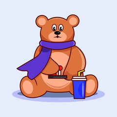 Obraz na płótnie Canvas Teddy bear with controller. A bear is playing video game. 
