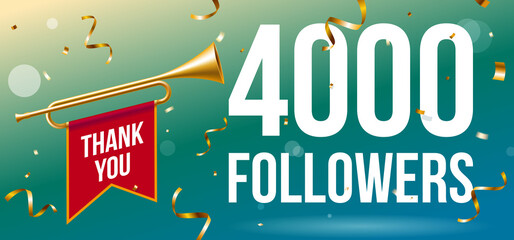Thank You 4000 followers banner - obrazy, fototapety, plakaty
