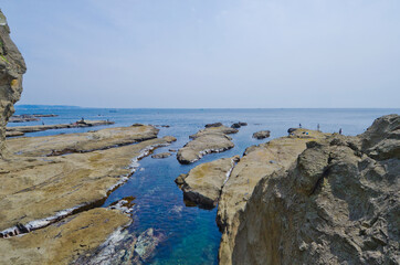 Fototapeta na wymiar Chigogafuchi Marine Plateau is located in Southern coast of Enoshima island.
