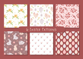Easter pastel boho kids seamless pattern or digital paper