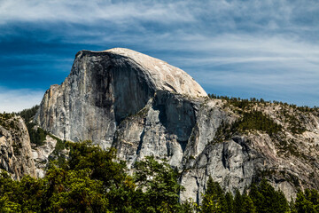 Fototapeta na wymiar The Half Dome as viewed from the Yosemite valley in California.