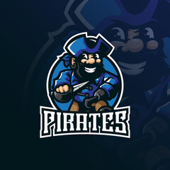 Fototapeta na wymiar pirates mascot logo design with modern illustration concept style for badge, emblem and t shirt printing. smart pirates illustration.