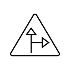  Lanes merging right sign icon, isolated on white background