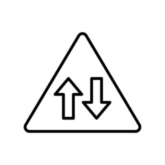 two way icon, vector road sign icon, isolated on white background