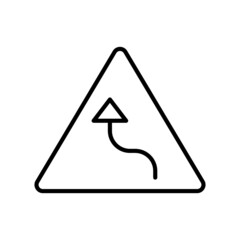 Left bend ahead sign symbol, icon, isolated on white background