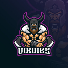 vikings mascot logo design with modern illustration concept style for badge, emblem and tshirt printing. angry viking illustration for sport and esport team.