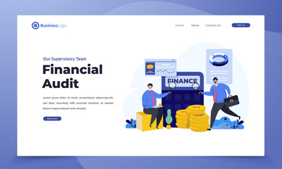 Corporate business about financial audit illustration on landing page concept