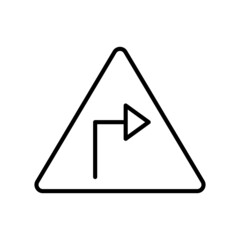 Turn Right Traffic Road Signicon, isolated on white background