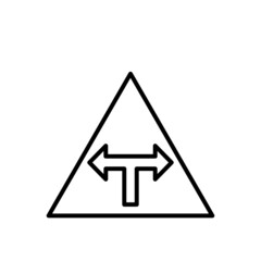 T intersection Traffic Sign, T-intersection road sign Vector icon, isolated on white background