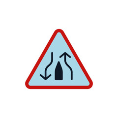 single lane ahead sign icon, isolated on white background