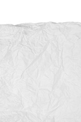 Close up texture of crumpled paper on white background