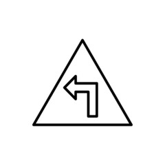 Turn Left Traffic Sign Vector icon, isolated on white background