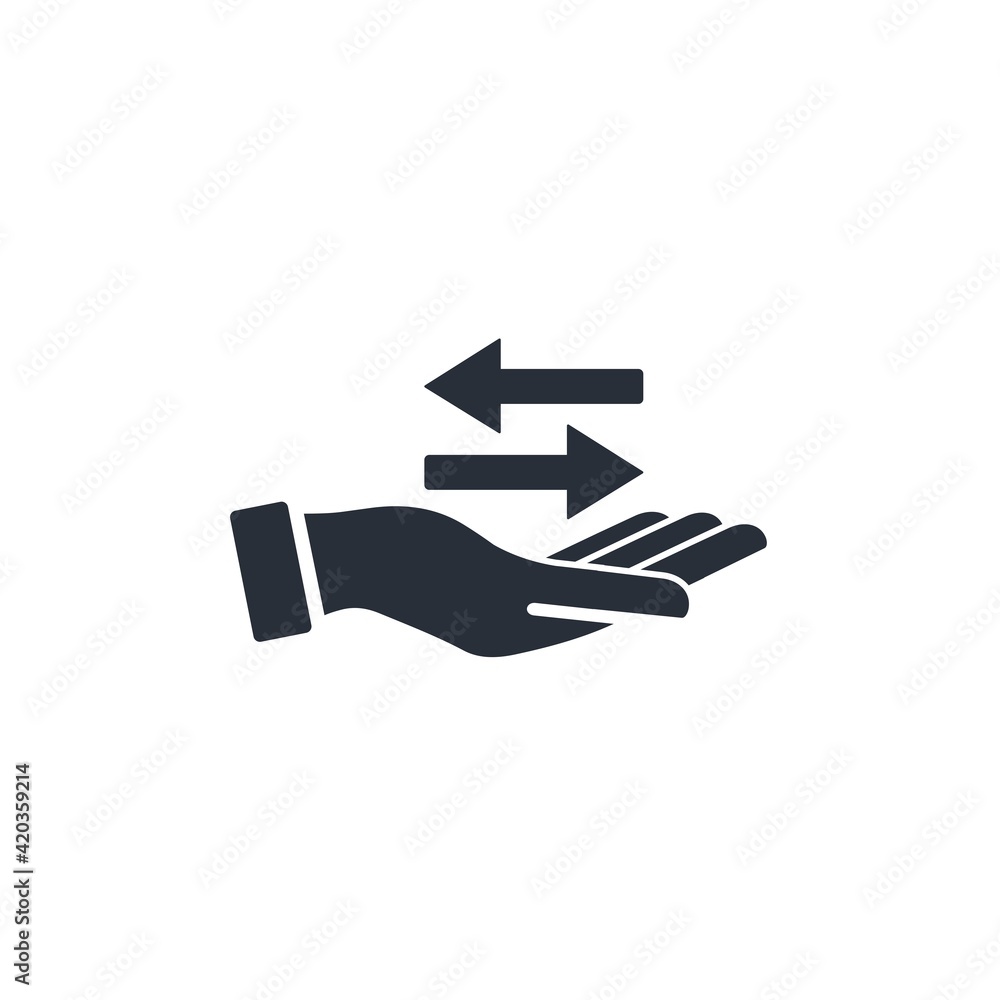 Aufkleber replacement with movement. support and control of transfer. vector linear icon illustration isolated