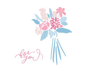手書き　花束　薔薇　メッセージ　Handwritten bouquet rose message