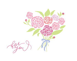 手書き　花束　薔薇　メッセージ　Handwritten bouquet rose message