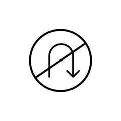 do not u turn, warning  icon, isolated on white background