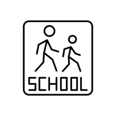 School road sign vector icon, isolated on white background