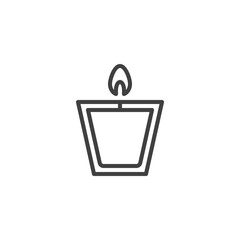 Candle in glass line icon. linear style sign