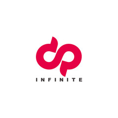 simple letter dp infinity symbol curves loop design logo vector