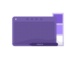 an icon or illustration of a pen tablet or a drawing tablet. tools for digital drawing. equipment for designers, illustrators, artists. flat style. vector design