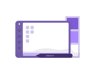 an icon or illustration of a pen tablet or a drawing tablet. tools for digital drawing. equipment for designers, illustrators, artists. flat style. vector design