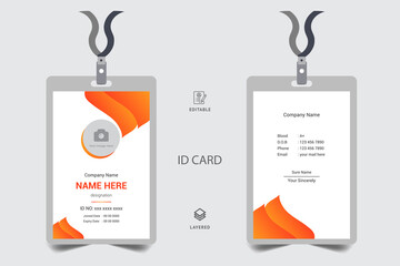 Office identity card and personal security badge, press event pass template design