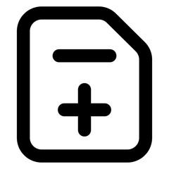 Obraz premium Plus and minus sign on folded paper symbolizing maths file icon