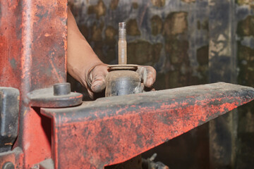 Car Mechanic or Auto Mechanic Check Shock Absorber and Maintenance