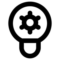 
Gear inside light bulb, glyph design of idea generation icon


