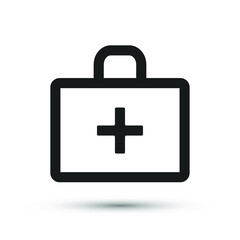 A first aid kit icon vector medical element for trendy design. Simple pictogram for mobile concept and web apps. Vector line medical chest icon isolated on a white background.	