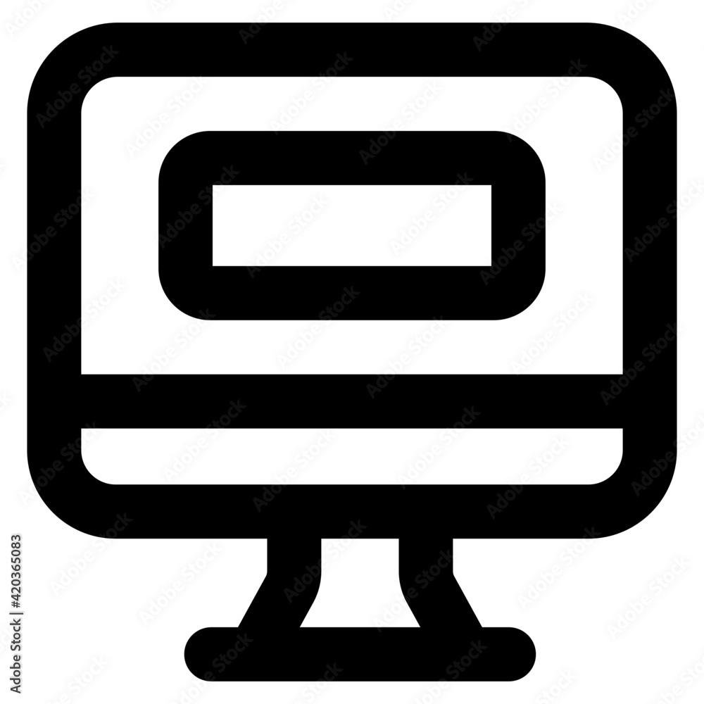 Poster desktop display, solid icon of monitor