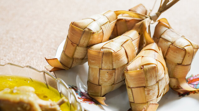 opor and ketupat indonesian food for idul fitri