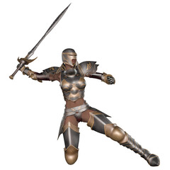 Fototapeta premium 3d illustration of an woman with a fantasy armor