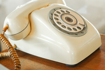 Vintage telephone with a rotary dial mechanism