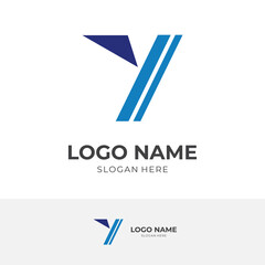 modern letter Y logo template with flat blue color style