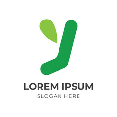 simple letter Y logo design with flat green color style